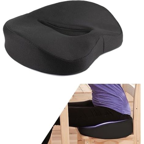 Coussin d'assise ergonomique pour chaise de bureau, coussin d'assise en mousse à mémoire de forme pour siège de voiture, augmente le confort d'assise, coussin orthopédique lavable pour chaise de (1/5)