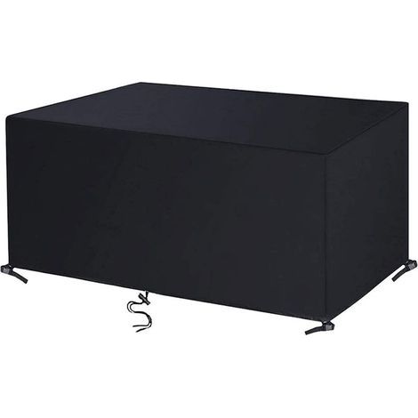 Housse Salon de Jardin 420D Oxford Tissu Housse de Protection pour Mobilier Housse de Table de Jardin Imperméable Bâche de Protection avec Corde et Boucle Verrouillage Noir 180x120x74cm (1/5)