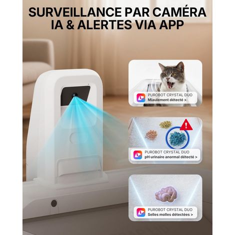 Maison de toilette autonettoyante intelligente pour chat avec caméra IA suivi de santé et contrôle des odeurs litière automatique ouverte pour grands chats (1/5)
