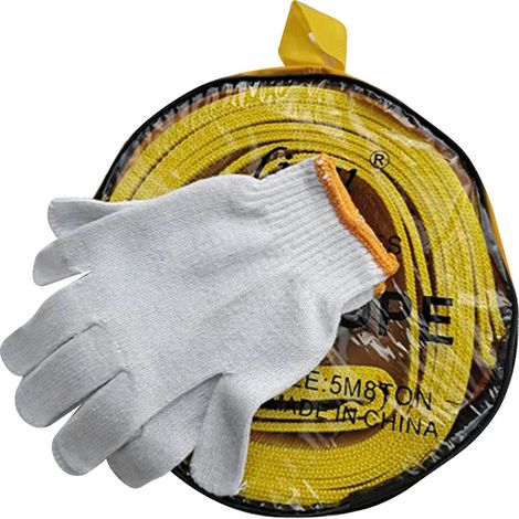 Ortviai Corde de Remorquage Automobile 5 m – Charge Max. 8 T, Matériau Polyester Haute Résistance, Crochets Métalliques, Jaune Réfléchissant + Gants (1/5)