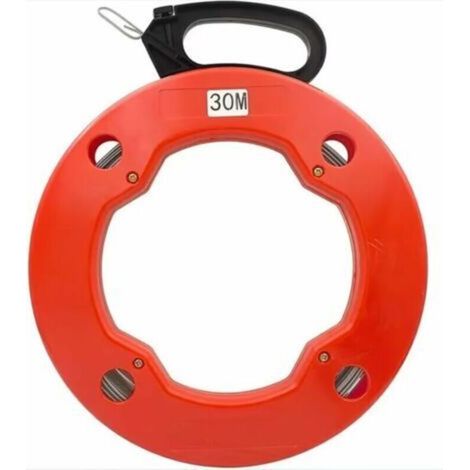30M Wire Pulling Needle, Steel Electrician's Fish Tape for Cable in Plastic Case with Flexible Guide Head (1/4)