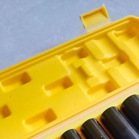 Lot de 10 douilles à chocs 1/2 pouce en acier chrome vanadium, profil 6 pans, pour clé à chocs, coffret jaune