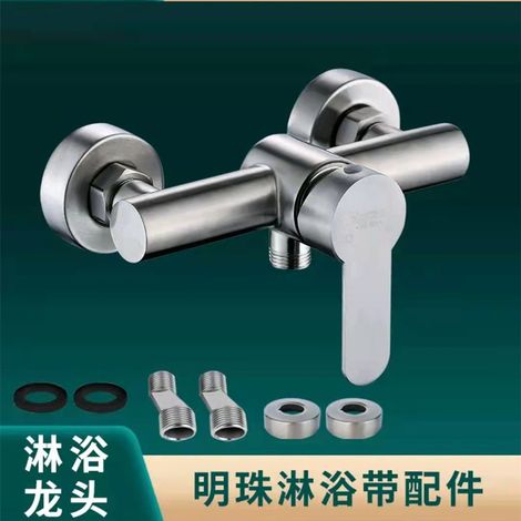 Modern shower set for home use, stainless steel shower head, simple shower faucet, rain shower head - brushed pearl dual-unit with accessories