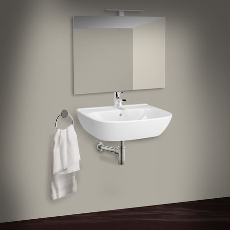 Vitra – Lavabo suspendu Zentrum 60 cm – Vasque en céramique – Pour installation murale – Adapté PMR – Design moderne