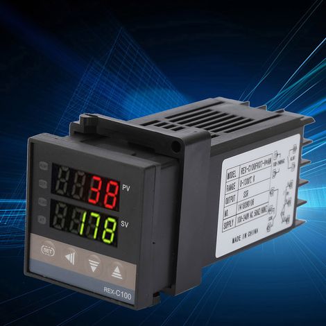Thermostat numérique PID à LED REX C100 avec alarme, plage de température de 0 °C à 1300 °C, compatible 110 V et 240 V CA. (1/5)