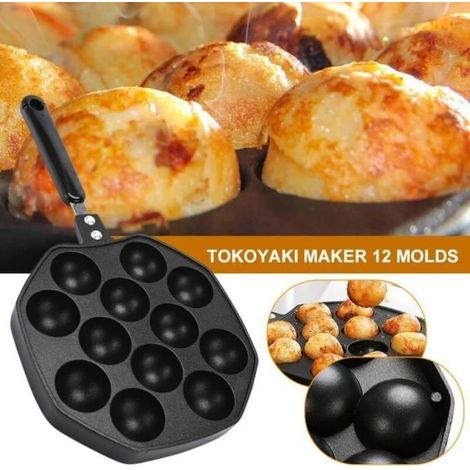 Frying Pan - Tokoyaki - 12 Holes - Non-Stick - Aluminum Alloy - 33x18 cm (1/4)