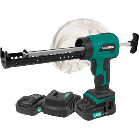 VONROC Akku Kartuschenpresse, Kartuschenpistole neues Modell - 20V Silikonpistole inkl. 2x2h Akku und Ladegerät