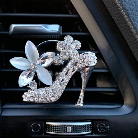 Décoration voiture femme talon aiguille brillant pour bouche d aération accessoire auto avec clip pour diffuseur de parfum