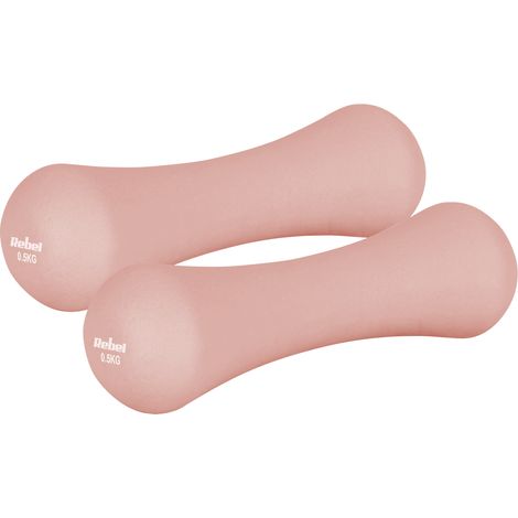 Mancuernas de neopreno de hierro fundido (2 x 0,5 kg) para ejercicios de entrenamiento Rebel Fitness. (1/4)