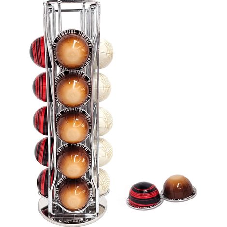 Porte-capsules de café rotatif pour Nespresso (40 capsules), support de rangement en fer Vertuolin, présentoir à café 20 pièces argenté