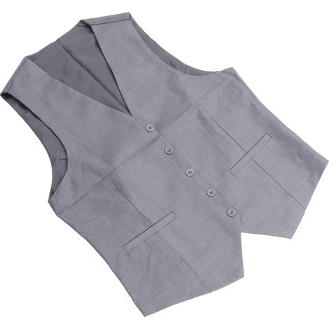 Gilet de costume homme, sans manches, respirant, avec poches, doux et élégant, idéal pour les réunions d'affaires, les mariages et autres occasions formelles. Gris, taille M. (1/5)