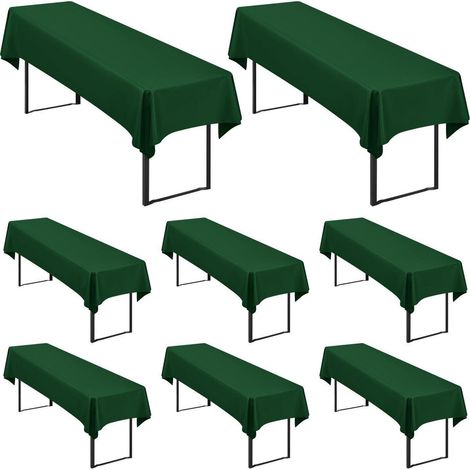 Lot de 8 Housses de Table de Bière Vert Foncé 250x100cm, Polyester, Lavable