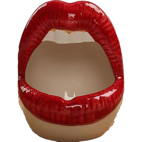 cenicero de cerámica con forma de labio, diseño acanalado, 2 ranuras, artículo decorativo creativo, para uso en el hogar, bar o restaurante. (1/5)
