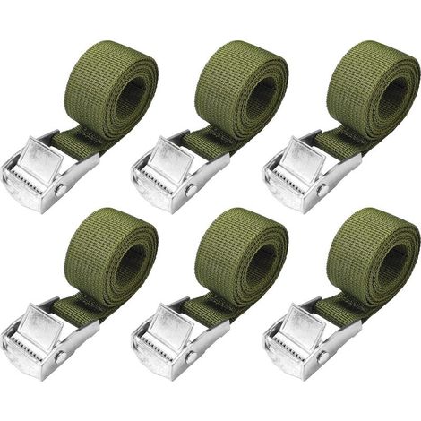 Lot de 8 Sangles d'Arrimage Courtes avec Serrure de Serrage Sangles d'Arrimage Courtes avec Cliquet Petites Sangles d'Arrimage pour Voiture, Vélo, Camion, Moto, Bagages, 25mmx2m, Armée Verte (1/5)