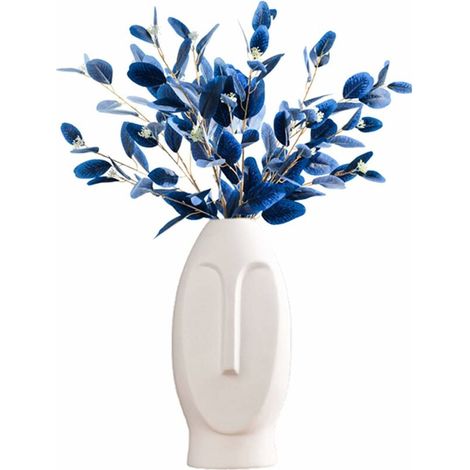 18cm White Human Face Ceramic Vase Modern Decorative Vase Abstract Art Flowerpot for Office Home Centerpiece Wedding Decoration (1/5)