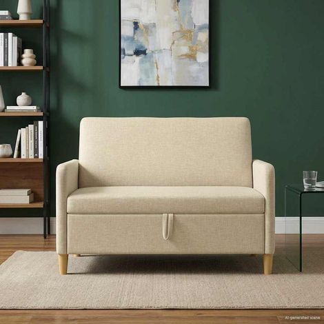 vidaXL Divano con Storage Crema 122 x 78 x 87 cm Poliestere (1/5)