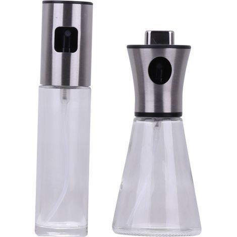 2 pièces Vaporisateur d\'huile en acier inoxydable verre cuisine friteuse à air domestique vaporisateur d\'huile pot d\'huile comestible vaporisateur brouillard d\'atomisation (1/4)