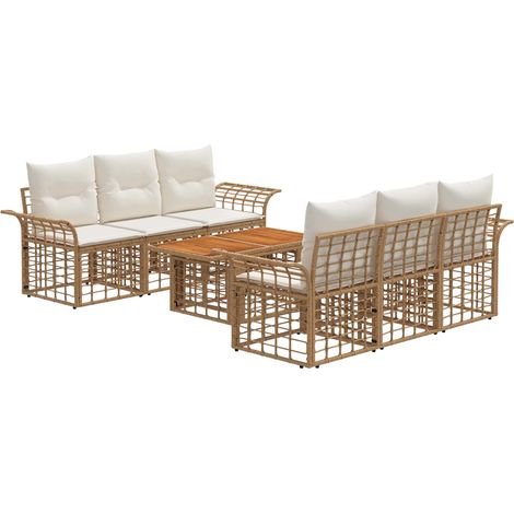 Gartensofa-set 7 stk. Natürlich und Cremweiß Poly-Rattan vidaXL (1/5)