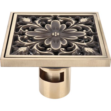 Bon de vidange de sol pour salle de bain antique, accessoire de douche pour maison hôtel toilette balcon 10x10cm (1/5)