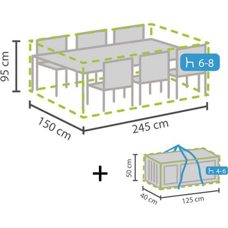 Schutzhüllen Set: Abdeckung für Gartenmöbel 245x150cm + Hülle für 4-6 Kissen (1/5)