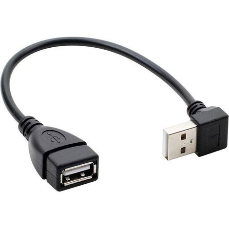 Abgewinkelter USB 2.0-Adapter nach unten, 90-Grad-Abwinkelverlängerungskabel, USB-Datenverlängerungskabel (Stecker auf Buchse), 20 cm. (1/4)