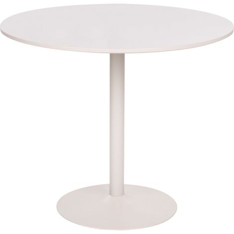 Dining Table Cashmere Beige MDF Top Round ø 90 cm Painted Top Powder Coated Iron Base Rustic Boho Style TINO (1/5)