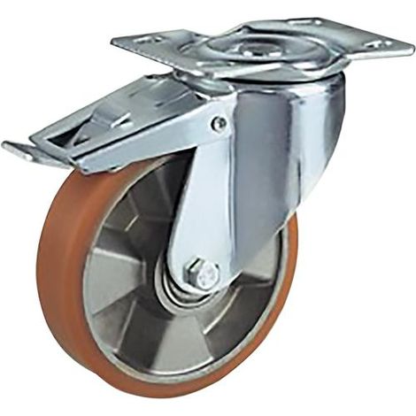 RUOTA POLIURETANO C/PIASTRA E FRENO Ø125MM AVCP/2