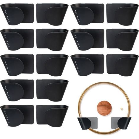 Wandmontierte Topfdeckelhalter, 16 Stück, selbstklebend, kein Bohren erforderlich, Set wandmontierter Topfdeckelhalter für die Küche (1/4)
