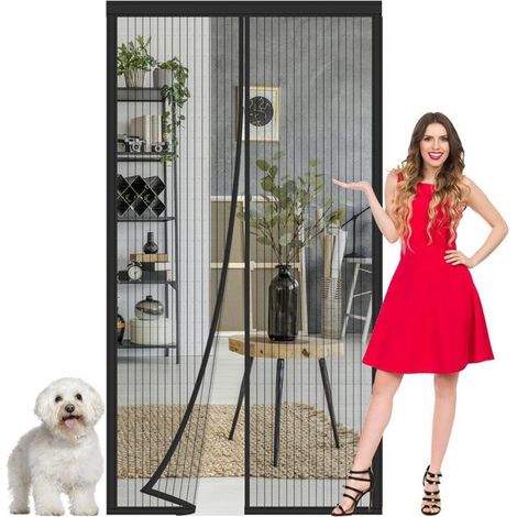 Moustiquaire magnétique noire 180x220 cm, protection contre insectes sans perçage (1/5)