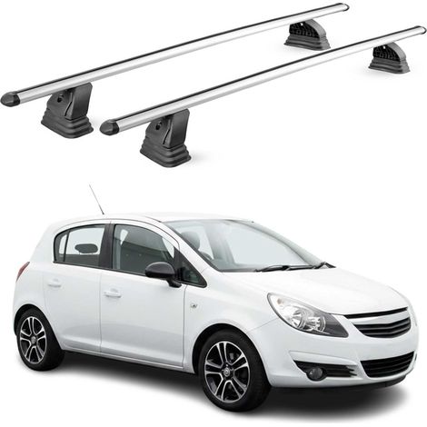 OMAC Barres de toit transversales en aluminium pour Opel Corsa D 2006-2014 – TÜV / DIN 75302:2019 – Antivol inclus – Charge max 75 kg – 2 barres – Gris (1/5)