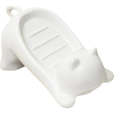 (16 x 7 x 7 cm) Porte savon design chat avec drainage automatique , support à savon, support de douche Blanc, pour cuisine, salle de bain & douche (1/5)