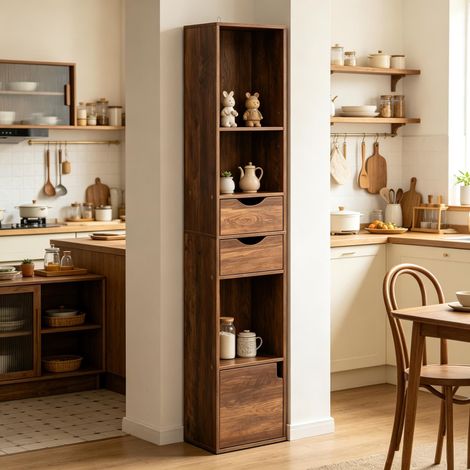 Meuble de rangement étroit pour salon, bibliothèque sur pied design, étagère haute élégante, buffet colonne, rangement bureau (meuble seul) (1/5)