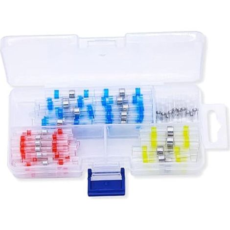 100 Pcs Connecteur Bout à Bout de Fil Thermorétractable, Cosses Electriques à Sertir Thermorétractables, Thermosoudable Kit de Connecteurs de Bornes de Qualité Marine (1/4)