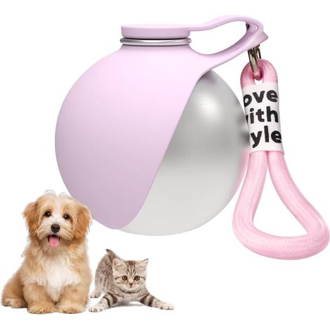 Gourde pour Chien 2-en-1 285 ml Rose en Acier Inoxydable 304 avec Bol Silicone Pliable, Anti-Fuite, Portable pour Promenade et Voyage (1/5)