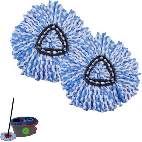 Lot de 2 recharges de balais essoreurs en microfibre EasyWring RinseClean pour système à 2 réservoirs, têtes de rechange bleues compatibles balais essoreurs microfibre (1/5)