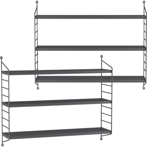 Modulares Wandregal Strängnäs 2er Set Dunkelgrau [en.casa]