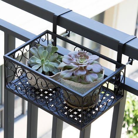 Étagère à Fleurs Balcon Européen en Fer Forgé Suspension Multi-Niveaux Support Mural pour Plantes Vertes et Succulents Taille Petite L30CM-KZQ (1/2)