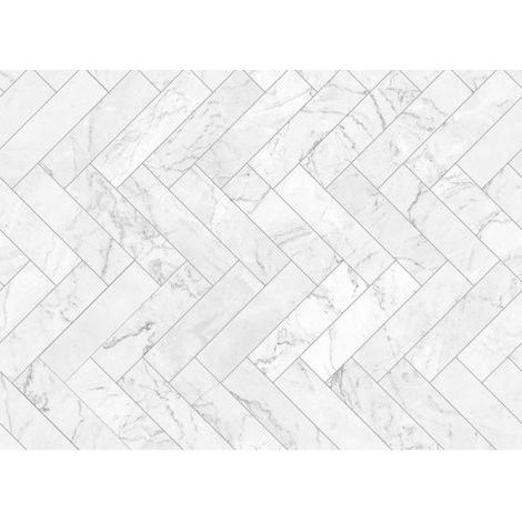 Papier peint panoramique gris et blanc Tapisserie panoramique moderne effet marbre Papier peint panoramique carrelage pour salle de bain (1/4)