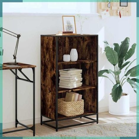 Bibliothèque - 849116 - Chêne fumé - 60 x 35 x 107,5 cm - Bois d'ingénierie et métal (1/5)