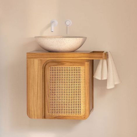 Set di mobili da bagno sospesi 60x40 cm in legno di teak Georgy SKLUM            