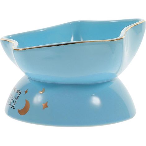 Gamelle surélevée en céramique pour chat, compatible avec alimentation lente et protection du cou. (1/4)