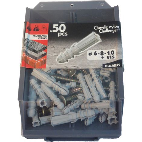 Chevilles Nylon Diam 6-8-10 avec vis fixation (Sachet 50 pièces) (1/4)