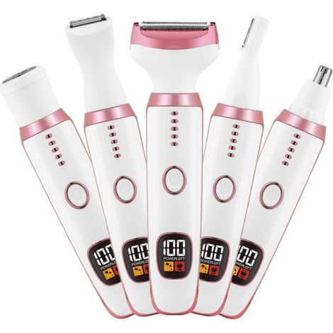 5-en-1 Rasoir Electrique Rechargeablerasoir éLectrique Humide Et SèChe,2025 Nouveau Rasoir 5 en 1 pour Femme,Cinq Connecteurs De Conversion Amovibles,avec éCran,pour Hommes Et (1/5)
