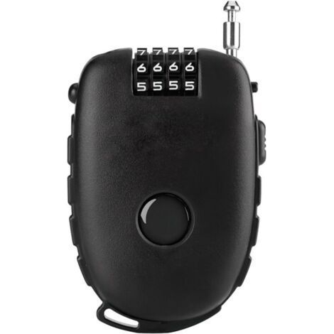 Padlock with Retractable Cable, 4-Digit Combination Lock, Safe and Durable, Bicycle Cable Lock, with 75cm Retractable Cable for Bike, Scooter, Motorcycle and Stroller (1/5)