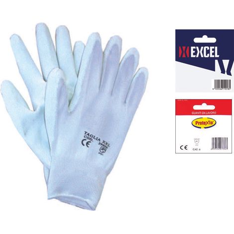 GUANTI DA LAVORO IN POLIESTERE PALMO IN POLIURETANO- - tg.L misura 9 - 12 blister EXCEL