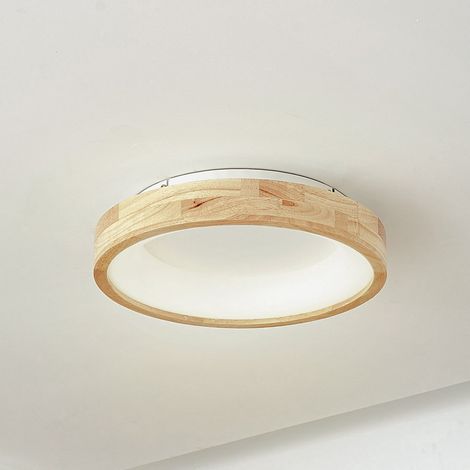 [NEUWERTIG] B-Ware Lucande LED-Deckenleuchte Samvel Ø 40 cm Holz warmweiß universalweiß tageslicht