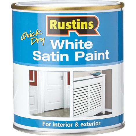 Rustins Quick Dry White Satin Paint 500ml (1/3)