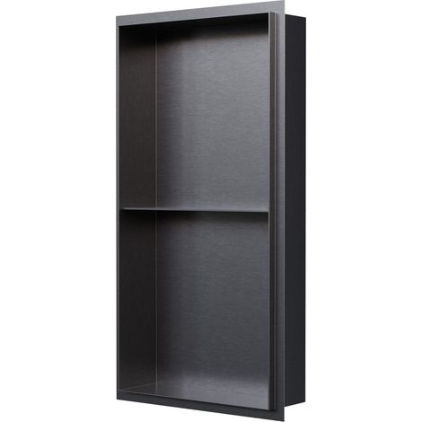 BERNSTEIN - Niche murale de douche sans rebords, étagère encastrable douche acier inox - 60x30x10cm - NT306010X Gun métal