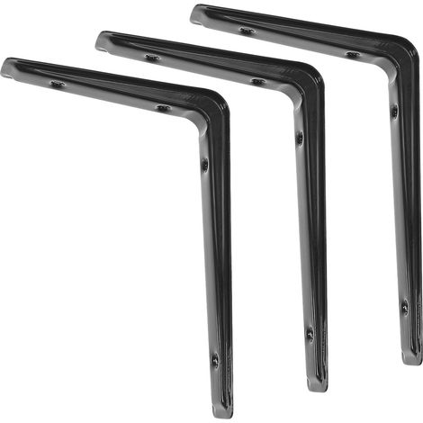 Supports D’étagère Murale en Fer Noir, Lot de 3, 6, 69x4, 72 Po  Angle Droit, Forte Capacité Portante, Usage Balcon et Boutique, Structure Résistante aux Dommages (1/4)
