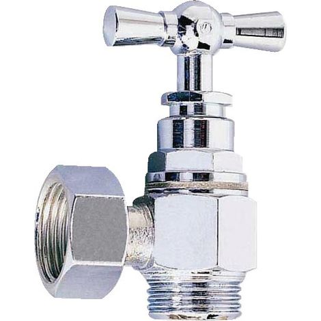 Riquier – Robinet de chasse d'eau porquet équerre nickelé 12x17 – Avec presse-étoupe – Installation simple – Usage toilettes